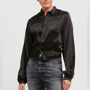 Umit Unal NWT | Silk Short Shirt Black | S